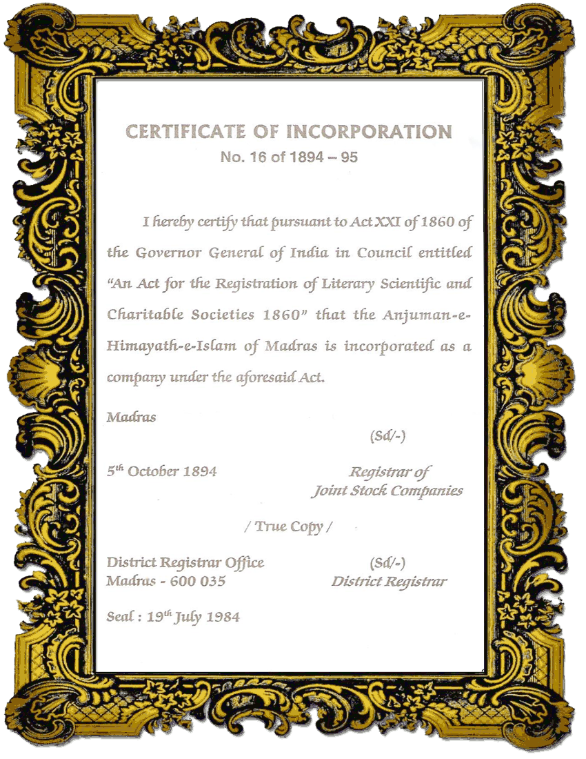 certificate of incorporation